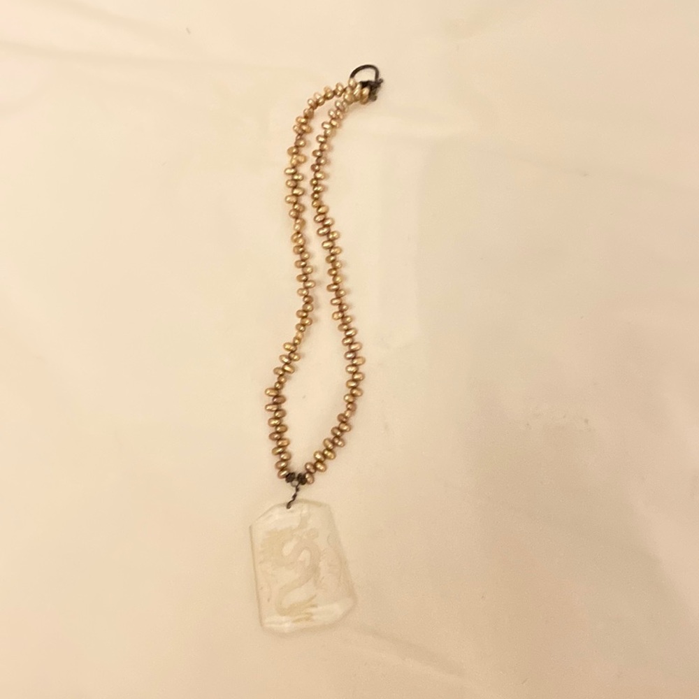 Pearl Necklace with Dragon Crystal Pendant